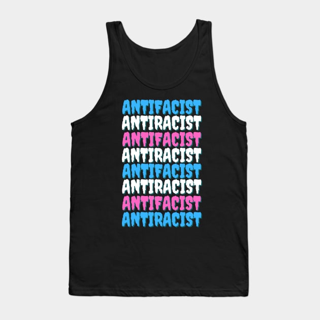 Antifacist Antiracist Tank Top by glumwitch